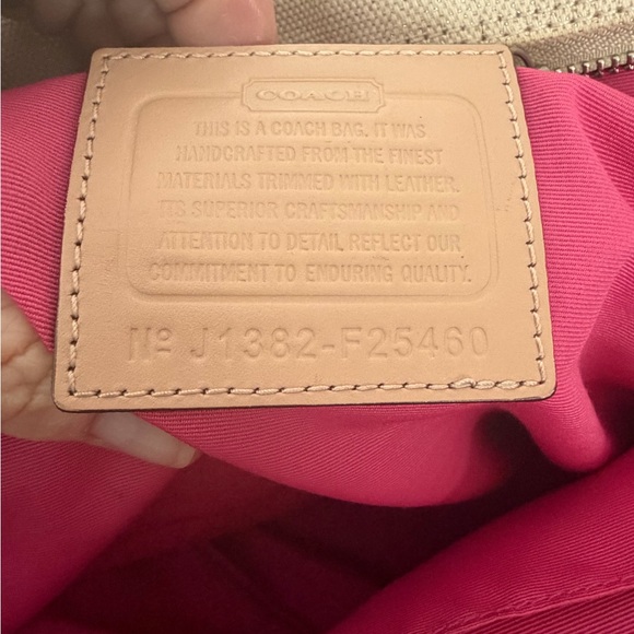 Coach Beige and Pink Canvas/leather Weekender Tote 20x15 Includes Triple hangtag - Picture 7 of 15